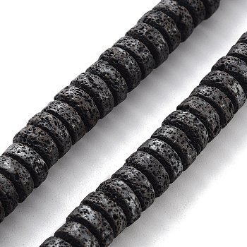 Natural Lava Rock Beads Strands, Frosted, Heishi Beads, Disc, 9x4mm, Hole: 1mm, about 99pcs/strand, 15.91''(40.4cm)