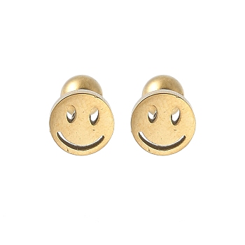 304 Stainless Steel Stud Earrings for Women, Golden, Smiling Face, 0.6mm