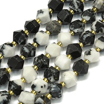 Natural Zebra Jasper Beads Strands, Faceted, Octagonal, 9~10.5x9~10.5x7.5~8.5mm, Hole: 1mm, about 36~40pcs/strand, 39~39.5cm