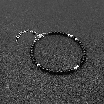 Natural Obsidian Bead Bracelet, 7-1/8 inch(18cm)