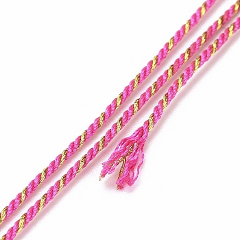 Polycotton Filigree Cord, Braided Rope, with Plastic Reel, for Wall Hanging, Crafts, Gift Wrapping, Deep Pink, 1mm, about 32.81 Yards(30m)/Roll