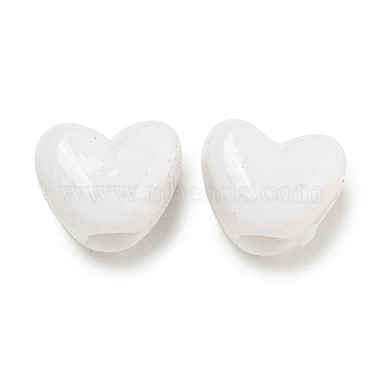 White Heart Acrylic European Beads