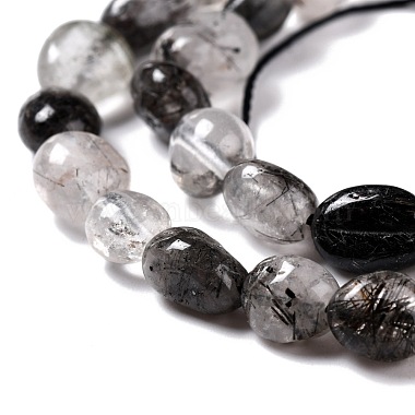 Quartz naturel tourmaliné / perles de quartz rutile noires(G-G018-60)-3