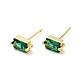 Green Cubic Zirconia Rectangle Stud Earrings(EJEW-G297-19G)-1