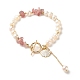 Bracelet en perles de quartz fraise naturelle(BJEW-TA00032-03)-1