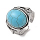 Oval Synthetic Turquoise Cuff Rings(RJEW-B107-13AS-01)-2