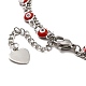 Red Enamel Evil Eye & 304 Stainless Steel Curb Chains Double Layer Multi-strand Bracelet with Charm for Women(BJEW-C025-09P)-4