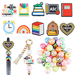 DIY Jewelry Making Kits, including Acrylic Beads and Silicone Focal Beads, Mixed Color, 15~30x15.5~30.5x6.5~16mm, Hole: 2~3mm(DIY-SC0033-39)