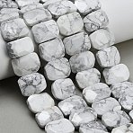 Natural Howlite Beads Strands, Rectangle, Faceted, 15x20x6mm, Hole: 1.5mm, about 25pcs/strand, 14.96 inch(38cm)(G-C285-A10-01)