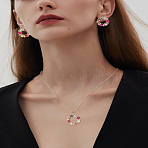 Wreath Alloy Rhinestone Pendant Necklace & Stud Earring Sets, Colorful, Necklaces: 425mm; Earring: 17mm(SJEW-LP0001-56A)
