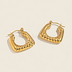 Vintage Stripe 304 Stainless Steel Hoop Earrings, Real 18K Gold Plated, 21.6x20mm(YT4825)