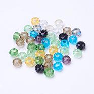 Mixed Glass Beads, Large Hole Beads, Faceted Rondelle, Mixed Color, 8x5mm, Hole: 3mm(GLAA-R143-8mm-M)