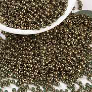 MIYUKI Round Rocailles Beads, Japanese Seed Beads, (RR307) Dark Topaz Gold Luster, 8/0, 3mm, Hole: 1mm, about 422~455pcs/bottle, 10g/bottle(SEED-JP0009-RR0307)