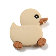 Silicone Focal Beads, Silicone Teething Beads, Baby Toy, Duck, Tan, 31x29x8mm, Hole: 2mm(SIL-P008-A04)