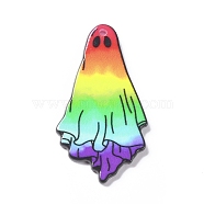Halloween Printed Acrylic Pendants, Ghost Charm, Colorful, 45.5x25x2mm, Hole: 1.8mm(MACR-C016-02)