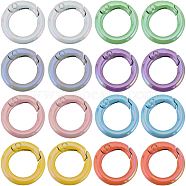 16Pcs 8 Colors Zinc Alloy Spring Gate Rings, Round Ring, Mixed Color, 7 Gauge, 20x3.5mm, 2pcs/color(FIND-SC0007-32)