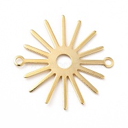 Brass Connector Charms, Sun Links, Long-Lasting Plated, Cadmium Free & Lead Free, Real 24K Gold Plated, 27.5x28x0.6mm, Hole: 1.8mm(KK-H435-10G)