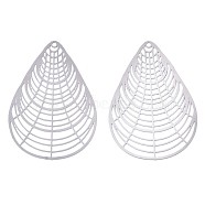 201 Stainless Steel Filigree Pendants, Etched Metal Embellishments, Teardrop, Stainless Steel Color, 44x31x0.3mm, Hole: 1.4mm(STAS-S108-105P)