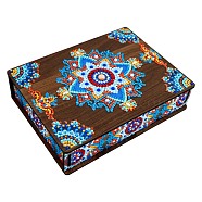 DIY Diamond Jewelry Box Kits, including Wooden Board, Resin Rhinestones, Diamond Sticky Pen, Tray Plate and Glue Clay, Colorful, Finished Product: 200x150x45mm(DIAM-PW0001-083D)