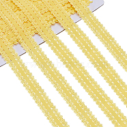 20M Polyester Stretch Frilly Edge Lace Ribbon, Flower Picot Edged Elastic Trimming, for Clothes Sewing, Yellow, 20mm, about 21.87 Yards(20m)/Bag(OCOR-GF0003-37E)