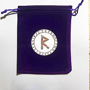 Runes Velvet Jewelry Storage Drawstring Pouches, Rectangle Jewelry Bags, for Witchcraft Articles Storage, Word, 15x12cm(WICR-PW0007-01M)