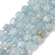 Natural Aquamarine Beads Strands, Nuggets, with Seed Beads, 6~8x6.5~7.5x6.5~7.5mm, Hole: 1mm, about 43pcs/strand, 15.51''(39.4cm)(G-A254-A01-01)