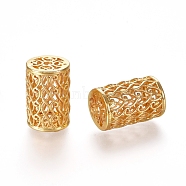 Hollow Brass Beads, Column, Real 18K Gold Plated, 18x12mm, Hole: 2mm(KK-O125-20G)