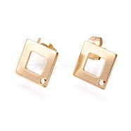 Ion Plating(IP) 304 Stainless Steel Stud Earring Findings, Square/Rhombus, Golden, 13.5x13.5x0.8mm, Hole: 1mm, Pin: 0.7mm(STAS-O119-13G)