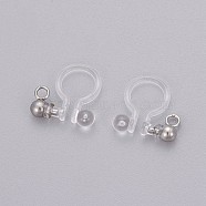 Transparent U Type Painless Prevent Allergy Resin Ear Clip, with Stainless Steel Findings, Stainless Steel Color, 11x10.5x3mm, Hole: 1.4mm(KY-L005-02P)