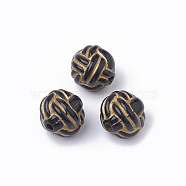 Plating Acrylic Beads, Metal Enlaced, Round, Black, 11x10x10mm, Hole: 1.5mm, about 770pcs/500g(PACR-S219-18)