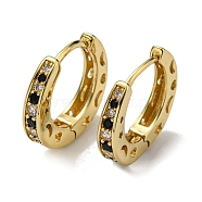 Rack Plating Brass Hoop Earrings with Cubic Zirconia, Lead Free & Cadmium Free, Real 18K Gold Plated, 15x16x3mm(EJEW-D063-09G)