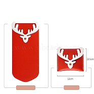 Christmas Deer PU Leather Card Holder Wallets Making Kits, Red, White, 10.5x12cm(PW-WGF4436-01)