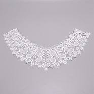 Milk Silk Embroidered Floral Lace Collar, Neckline Trim Clothes Sewing Applique Edge Flower, White, 218x436x1mm(DIY-WH0260-09A)