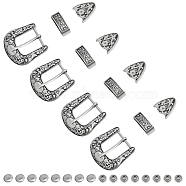 4 Sets Belt Alloy Buckle Sets, include Roller Buckle, Rectangle Silder Charm, Triangle Zipper Stopper, Gunmetal, 53x55x7mm(FIND-CA0008-50B)