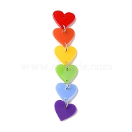 Acrylic Big Pendants, with Iron Jump Ring, Heart, Colorful, 90.5mm, Hole: 1.2mm(SACR-E010-08P)