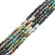 Natural Chrysocolla and Lapis Lazuli Beads Strands, Faceted, Round, 2mm, Hole: 0.6mm, about 154pcs/strand, 15.16''~15.55''(38.5~39.5cm)(G-P457-A01-08)