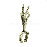 Skeleton Hand Alloy Cigarette Holder Ring, Open Cuff Rings for Men, Lead Free & Cadmium Free, Antique Bronze, 6mm, Inner Diameter: Adjustable(RJEW-K275-27AB)