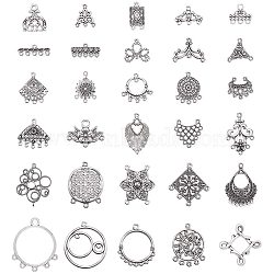 Tibetan Style Alloy Chandelier Component, Mixed Shapes, Antique Silver, 10.8x7.4x1.8cm(TIBE-PH0004-78AS)