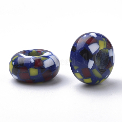 Resin Beads, Large Hole Beads, Rondelle, Blue, 14x7.5~8mm, Hole: 5.5mm(RPDL-S013-03B)