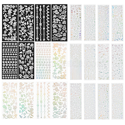 PET Scrapbooking Stickers Sets, for Planner Journals, DIY Arts and Crafts Calendars Album, Mixed Color, 150~168x50~70x0.1~0.2mm, 24pcs(DIY-CP0011-65)