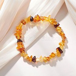 Natural Amber Beads Stretch Bracelets for Women, Nuggets, Inner Diameter: 1.77 inch(4.5cm)(BJEW-JB13256-01)