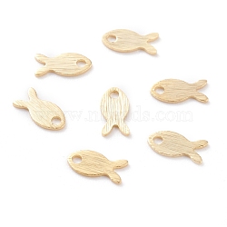 Brass Charms, Fish, Real 24K Gold Plated, 8x4x0.5mm, Hole: 1.2mm(KK-Y003-23G)