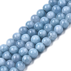 Dyed Natural Quartz Round Bead Strands, Imitation Aquamarine, 6mm, Hole: 1mm, about 59~61pcs/strand, 14.37 inch(G-R173-6mm-03)