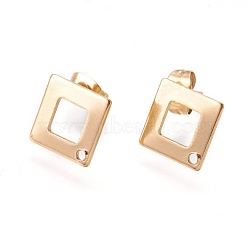 Ion Plating(IP) 304 Stainless Steel Stud Earring Findings, Square/Rhombus, Golden, 13.5x13.5x0.8mm, Hole: 1mm, Pin: 0.7mm(STAS-O119-13G)