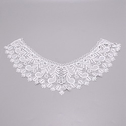 Milk Silk Embroidered Floral Lace Collar, Neckline Trim Clothes Sewing Applique Edge Flower, White, 218x436x1mm(DIY-WH0260-09A)