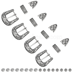 4 Sets Belt Alloy Buckle Sets, include Roller Buckle, Rectangle Silder Charm, Triangle Zipper Stopper, Gunmetal, 53x55x7mm(FIND-CA0008-50B)