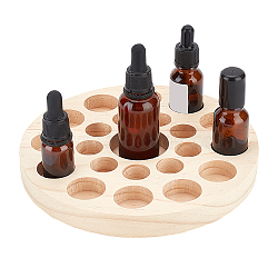 22 Slots Circle Wood Essential Oil Storage Box, Aromatherapy Oil Bottle Organizer Display Stand, BurlyWood, 19.3x2.05cm(WOOD-WH0026-29)