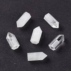 Natural Quartz Crystal Beads, Rock Crystal Beads, Half Drilled Beads, Hexagonal Prism, 17~17.5x8x7mm, Hole: 2.5mm(G-Z002-17)