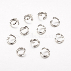 Iron Jump Rings, Open, Platinum Color, 6x0.9mm, Inner Diameter: 4.2mm, about 9600pcs/1000g(JRO6mm)