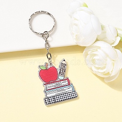 Acrylic Keychains, with Iron Findings, Platinum, Apple, 94mm(KEYC-YW00200-02)